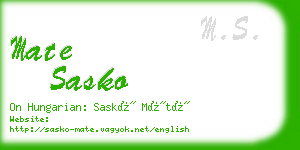 mate sasko business card